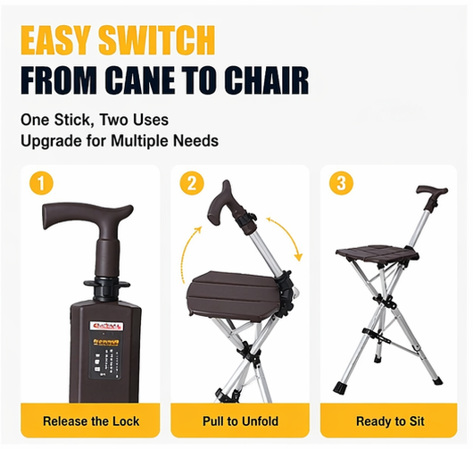 🔥Two-in-one Automatic Cane Chair